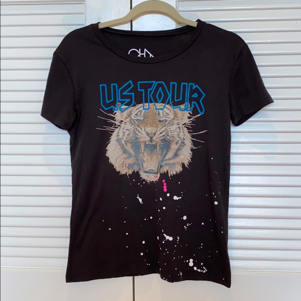 NWT! CHASER Tiger Paint Splatter Rock T-Shirt XS & S